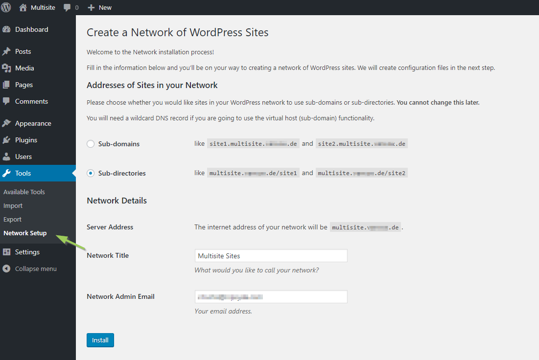 Wordpress Network Setup